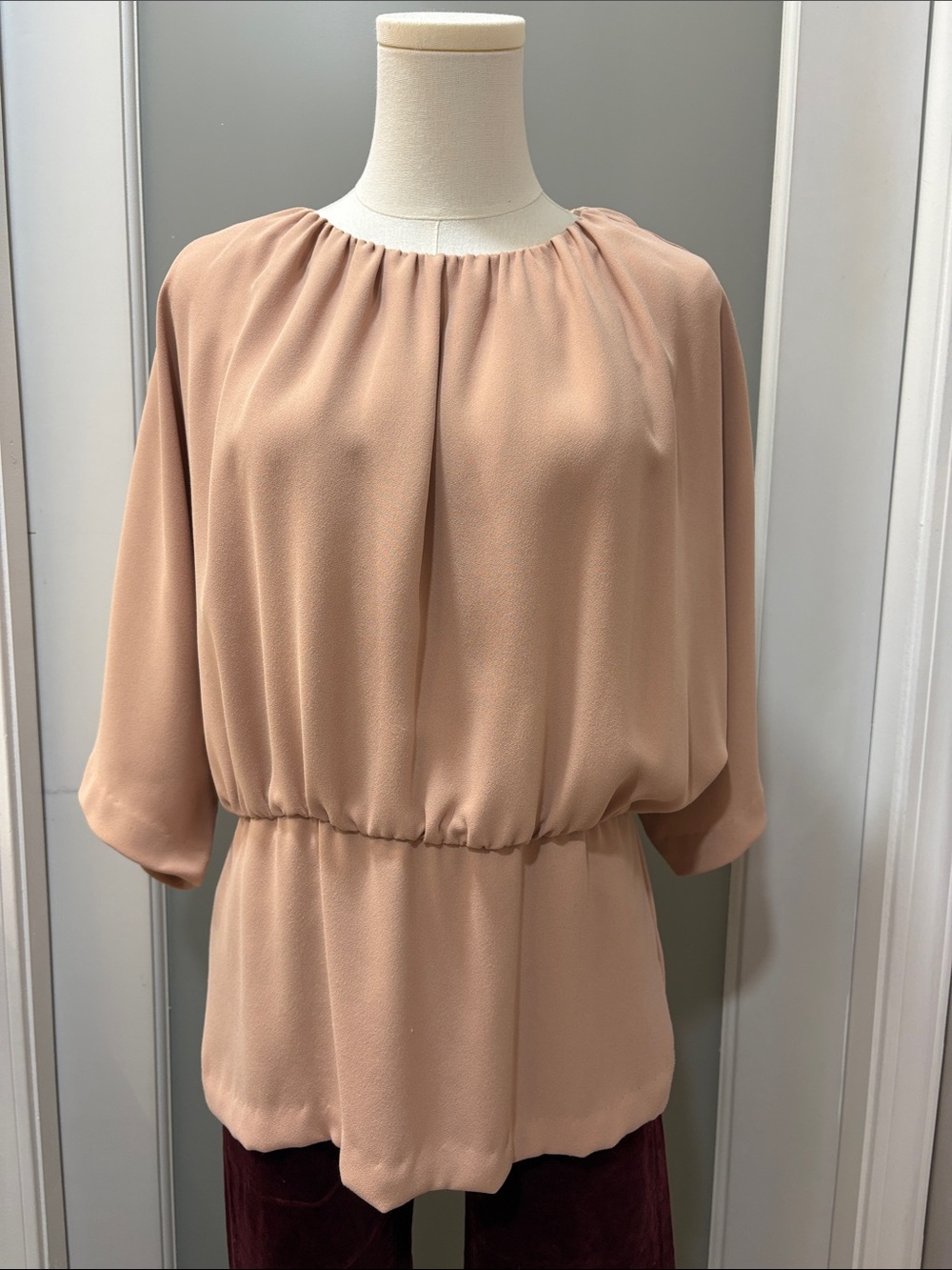 Trina Turk Peach Blouson Peasant Top